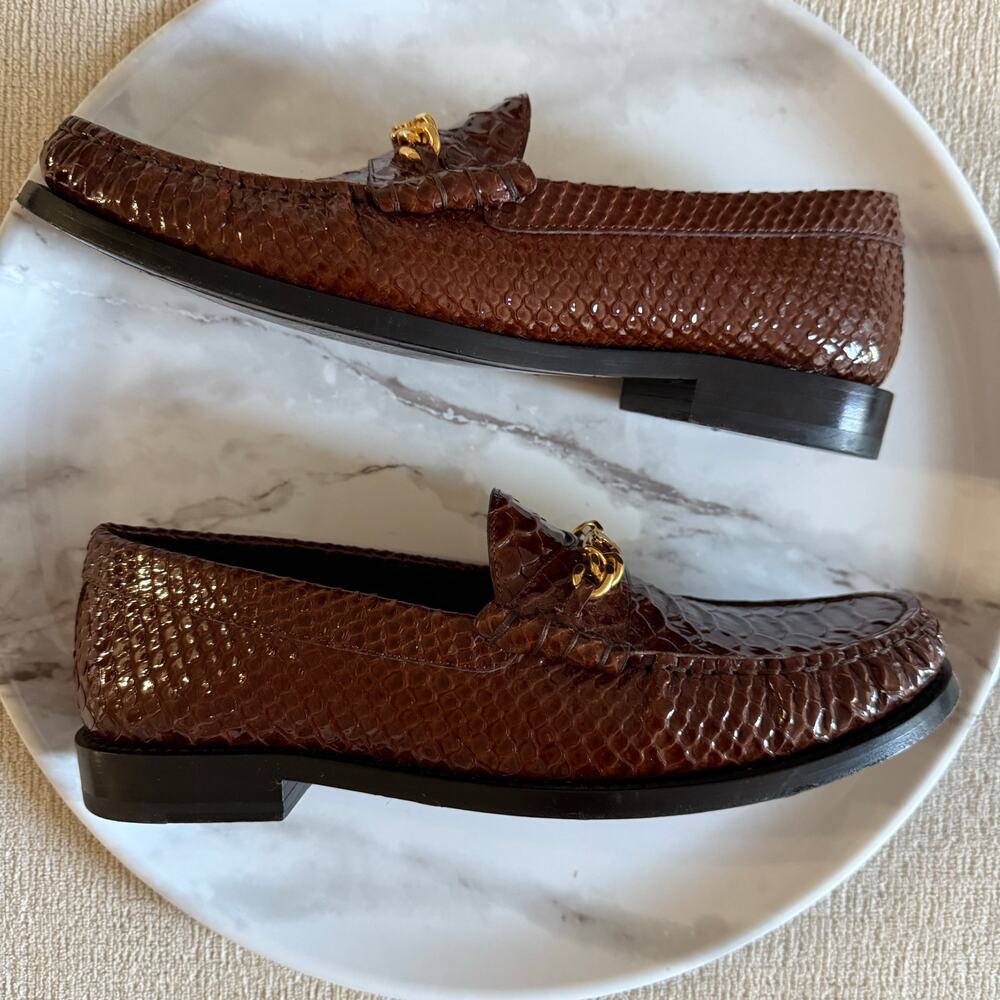 Celine Luco Loafer Triomphe Chain Python Embossed… - image 1